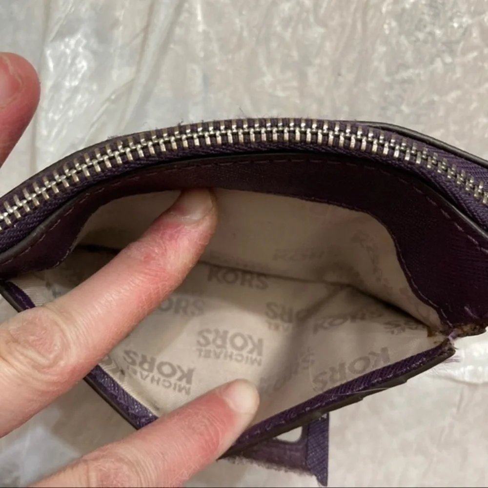 Michael Kors purple/silver ID card key ring wallet